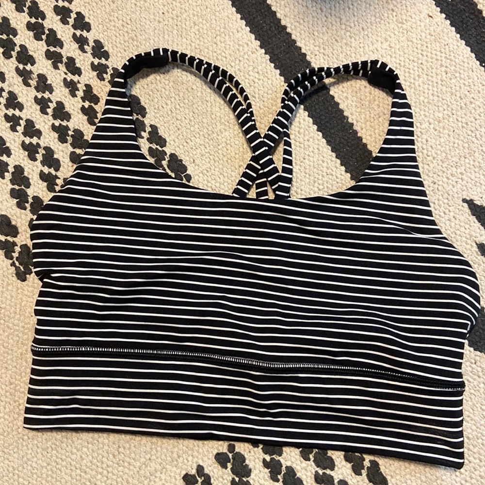 Lululemon black and white stripe bra